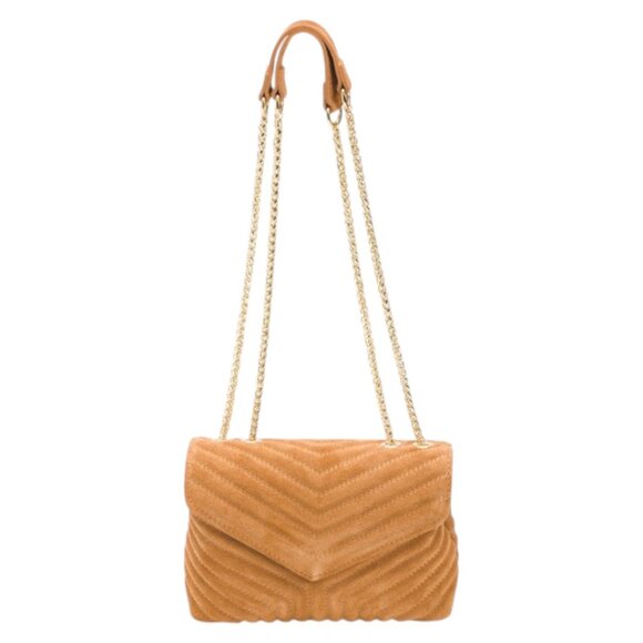 PERSAMAN NEW YORK Made In Italy Suede Quilted Shoulder Bag - Picture 1 of 3